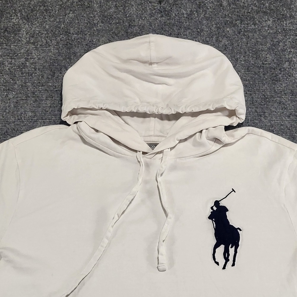 Polo Ralph Lauren Men's Long Sleeve Big Pony Hooded White T-Shirt Size Medium - Picture 4 of 14